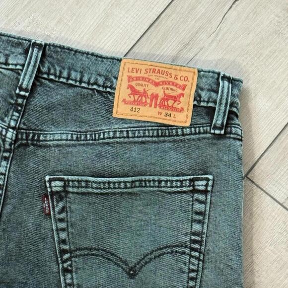 Levi’s 412 Green Acid Wash Denim Cutoff Shorts Men Size 34 Jorts Y2K Vintage - Picture 3 of 12